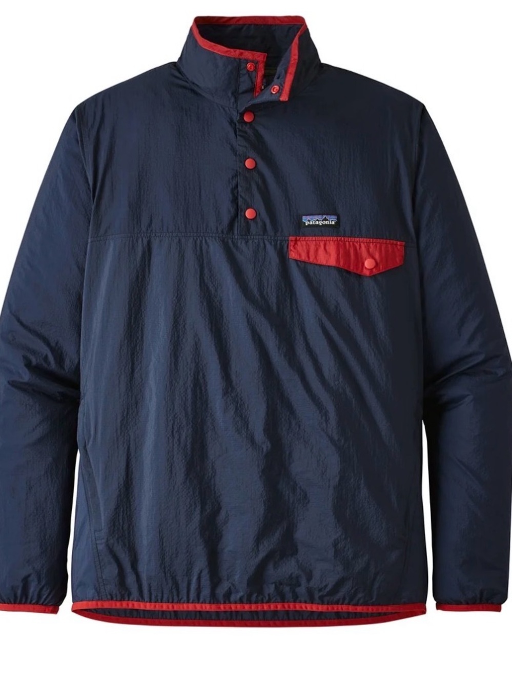 Patagonia Men’s Houdini Snap-T pullover navy blue red L